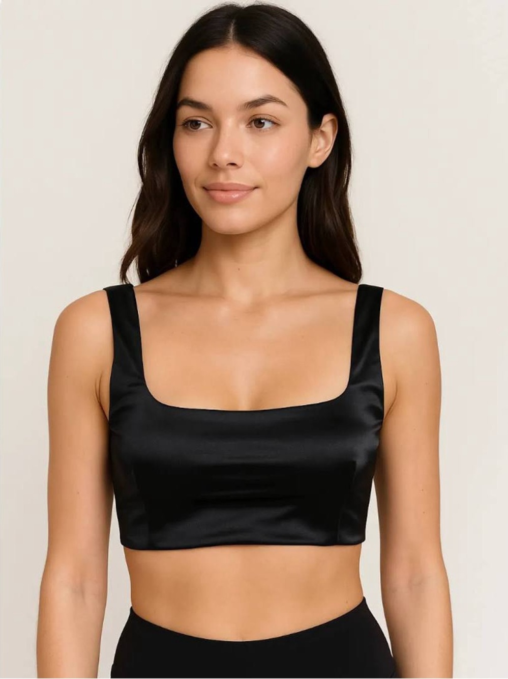 SKIMS SPORTY SATIN SCOOP BRALETTE ONYX SIZE 2X NWT